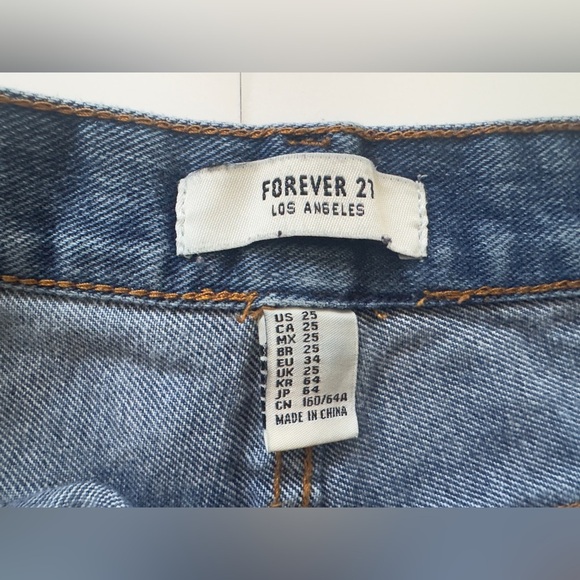 Forever 21 Blue Jean Shorts with Peace Sign ☮️ ✌🏼 - Picture 2 of 6